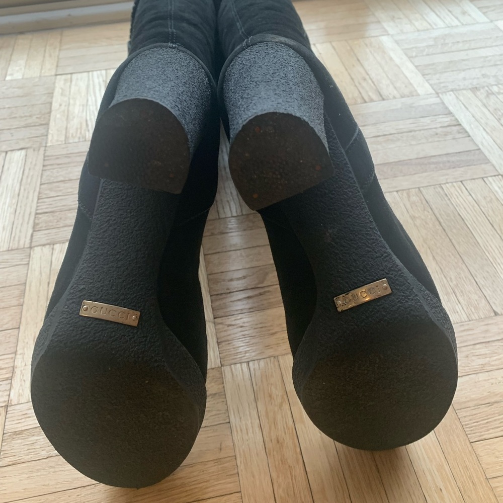 Gucci Black Suede Boots GG Merino - Picture 3 of 5